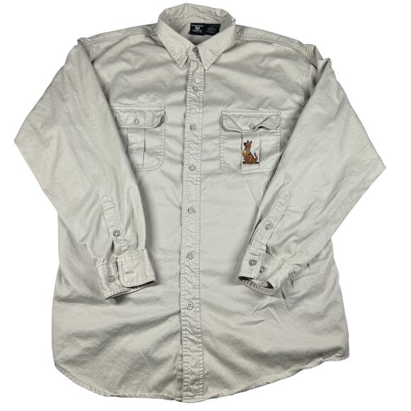 Vintage Warner Brothers Button Up - Scooby Doo Embroidered - Tan - Size L - Picture 1 of 6